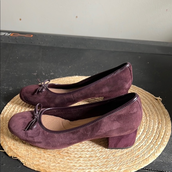 Clarks Elegant Nude Purple Leather Suede Women's Bow Tie Detailing Shoes Size 8 - Picture 7 of 15